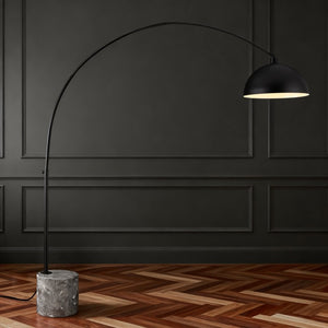 Safavieh Rosabellina 80 Inch Marble Base Floor Lamp with Gold Iron Frame for Modern Living Black / Grey CTL1105B