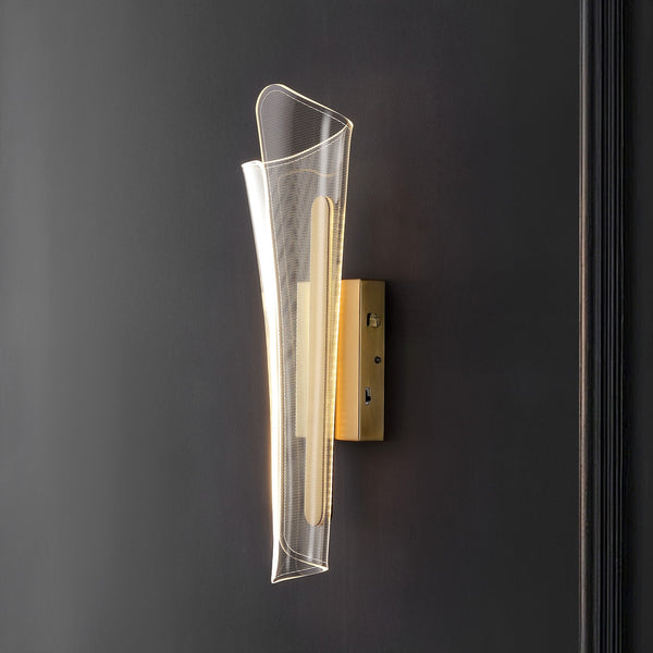Safavieh Fenric Acrylic Wall Sconce Clear With Gold Accents — Slim Vertical Led-Ready Accent Lighting Fixture CTL1110A