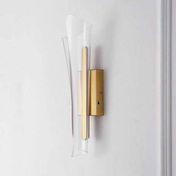 Safavieh Fenric Acrylic Wall Sconce Clear With Gold Accents — Slim Vertical Led-Ready Accent Lighting Fixture CTL1110A