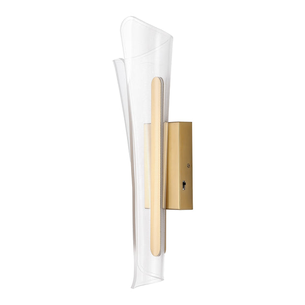 Safavieh Fenric Acrylic Wall Sconce Clear With Gold Accents — Slim Vertical Led-Ready Accent Lighting Fixture CTL1110A