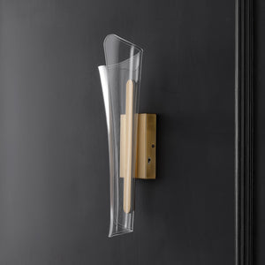 Safavieh Fenric Acrylic Wall Sconce Clear With Gold Accents — Slim Vertical Led-Ready Accent Lighting Fixture CTL1110A