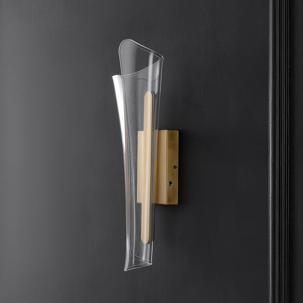 Safavieh Fenric Acrylic Wall Sconce Clear With Gold Accents — Slim Vertical Led-Ready Accent Lighting Fixture CTL1110A