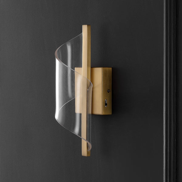 Safavieh Leighton Acrylic Wall Sconce With Clear Acrylic Diffuser And Gold Accents For Warm Ambient Glow CTL1111A