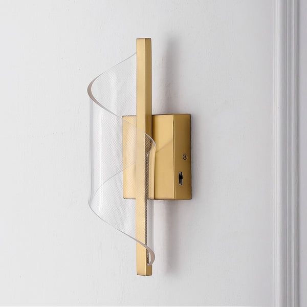 Safavieh Leighton Acrylic Wall Sconce With Clear Acrylic Diffuser And Gold Accents For Warm Ambient Glow CTL1111A