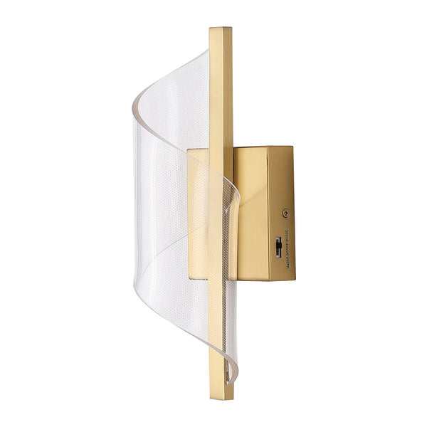 Safavieh Leighton Acrylic Wall Sconce With Clear Acrylic Diffuser And Gold Accents For Warm Ambient Glow CTL1111A
