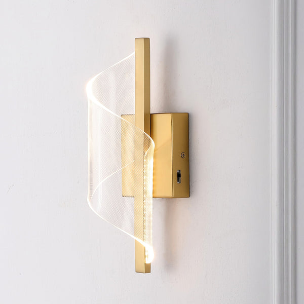 Safavieh Leighton Acrylic Wall Sconce With Clear Acrylic Diffuser And Gold Accents For Warm Ambient Glow CTL1111A