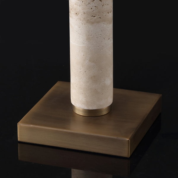 Safavieh Elinora Travertine Stone Base Table Lamp with Brass Hardware and Soft White Shade CTL1113A