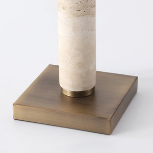 Safavieh Elinora Travertine Stone Base Table Lamp with Brass Hardware and Soft White Shade CTL1113A