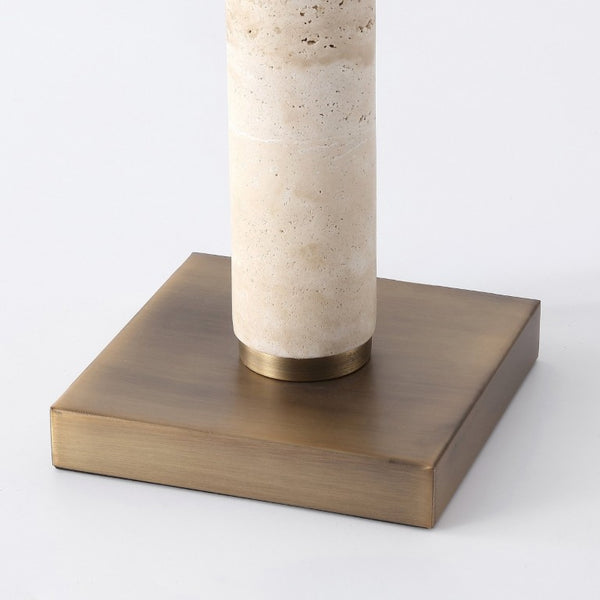 Safavieh Elinora Travertine Stone Base Table Lamp with Brass Hardware and Soft White Shade CTL1113A