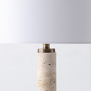 Safavieh Elinora Travertine Stone Base Table Lamp with Brass Hardware and Soft White Shade CTL1113A