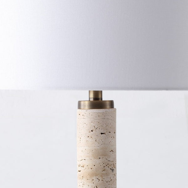 Safavieh Elinora Travertine Stone Base Table Lamp with Brass Hardware and Soft White Shade CTL1113A