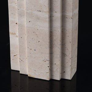 Safavieh Rodrick Natural Travertine Stone Table Lamp with Brass Hardware and White Fabric Shade CTL1114A