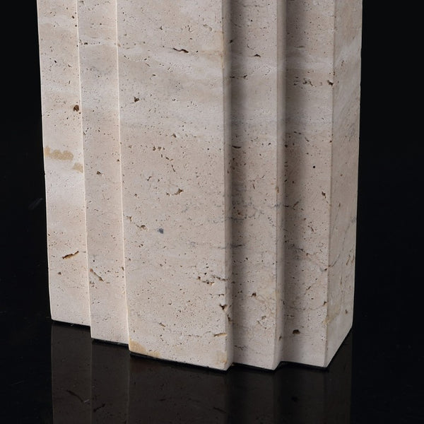 Safavieh Rodrick Natural Travertine Stone Table Lamp with Brass Hardware and White Fabric Shade CTL1114A