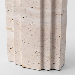 Safavieh Rodrick Natural Travertine Stone Table Lamp with Brass Hardware and White Fabric Shade CTL1114A