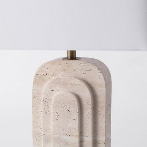 Safavieh Rodrick Natural Travertine Stone Table Lamp with Brass Hardware and White Fabric Shade CTL1114A