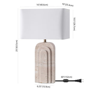 Safavieh Rodrick Natural Travertine Stone Table Lamp with Brass Hardware and White Fabric Shade CTL1114A