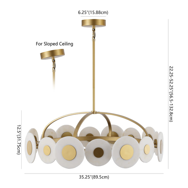 Safavieh Keith Metal Chandelier In Gold & White — Sculptural Polyresin Accents, Iron Frame, Warm Ambient Glow CTL1116A