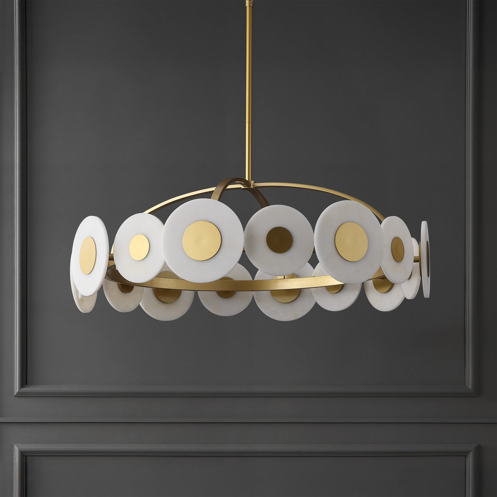 Safavieh Keith Metal Chandelier In Gold & White — Sculptural Polyresin Accents, Iron Frame, Warm Ambient Glow CTL1116A