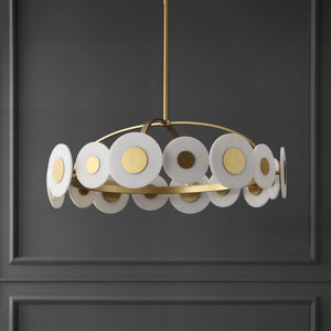 Safavieh Keith Metal Chandelier In Gold & White — Sculptural Polyresin Accents, Iron Frame, Warm Ambient Glow CTL1116A