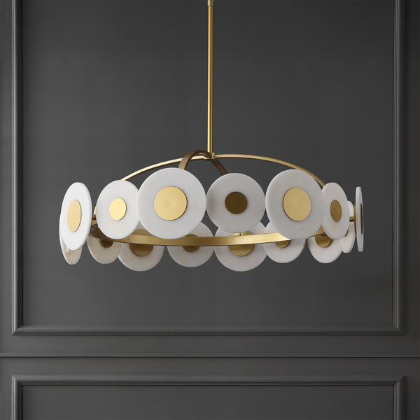 Safavieh Keith Metal Chandelier In Gold & White — Sculptural Polyresin Accents, Iron Frame, Warm Ambient Glow CTL1116A