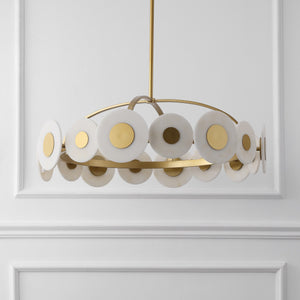 Safavieh Keith Metal Chandelier In Gold & White — Sculptural Polyresin Accents, Iron Frame, Warm Ambient Glow CTL1116A