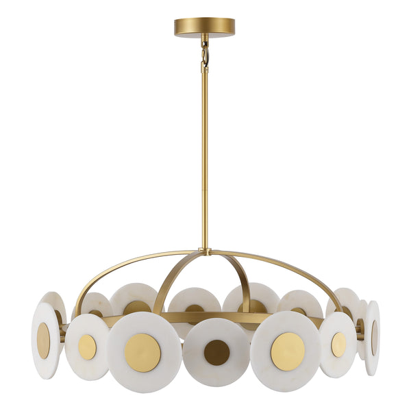 Safavieh Keith Metal Chandelier In Gold & White — Sculptural Polyresin Accents, Iron Frame, Warm Ambient Glow CTL1116A