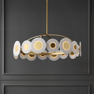 Safavieh Keith Metal Chandelier In Gold & White — Sculptural Polyresin Accents, Iron Frame, Warm Ambient Glow CTL1116A