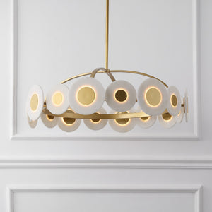 Safavieh Keith Metal Chandelier In Gold & White — Sculptural Polyresin Accents, Iron Frame, Warm Ambient Glow CTL1116A