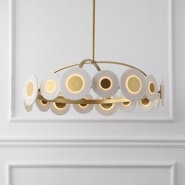 Safavieh Keith Metal Chandelier In Gold & White — Sculptural Polyresin Accents, Iron Frame, Warm Ambient Glow CTL1116A