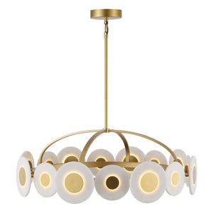 Safavieh Keith Metal Chandelier In Gold & White — Sculptural Polyresin Accents, Iron Frame, Warm Ambient Glow CTL1116A