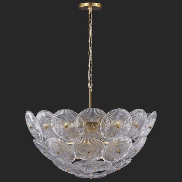 Safavieh Alberta Geometric Iron Chandelier with Clear Glass Panels and Warm Gold Finish CTL1117A