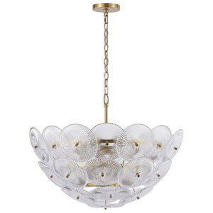 Safavieh Alberta Geometric Iron Chandelier with Clear Glass Panels and Warm Gold Finish CTL1117A