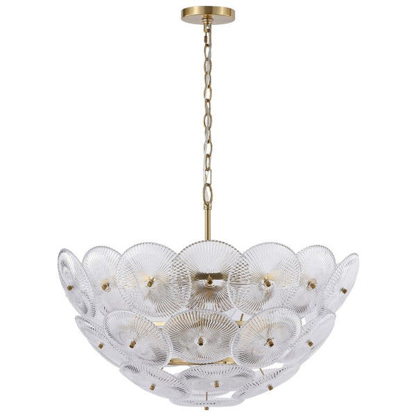 Safavieh Alberta Geometric Iron Chandelier with Clear Glass Panels and Warm Gold Finish CTL1117A