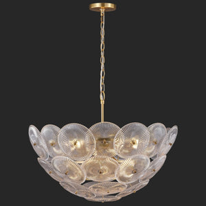 Safavieh Alberta Geometric Iron Chandelier with Clear Glass Panels and Warm Gold Finish CTL1117A