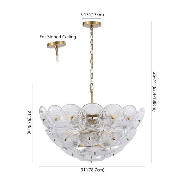 Safavieh Alberta Geometric Iron Chandelier with Clear Glass Panels and Warm Gold Finish CTL1117A