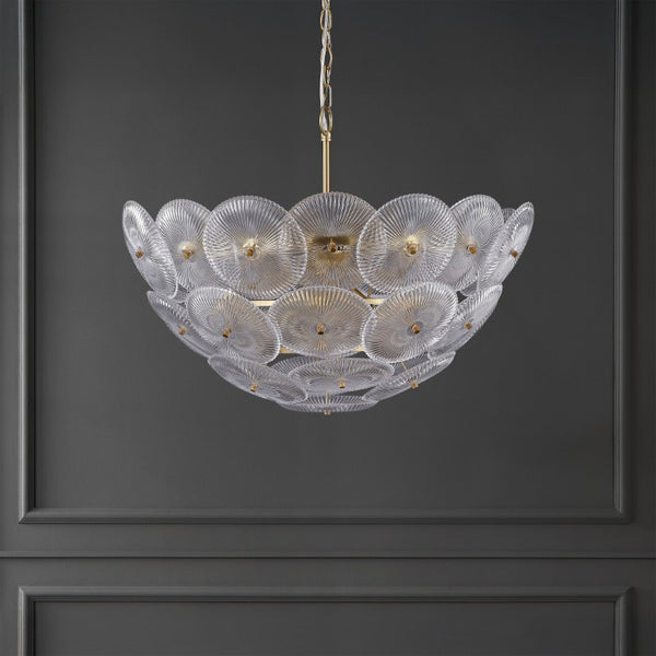 Safavieh Alberta Geometric Iron Chandelier with Clear Glass Panels and Warm Gold Finish CTL1117A