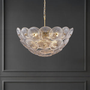 Safavieh Alberta Geometric Iron Chandelier with Clear Glass Panels and Warm Gold Finish CTL1117A