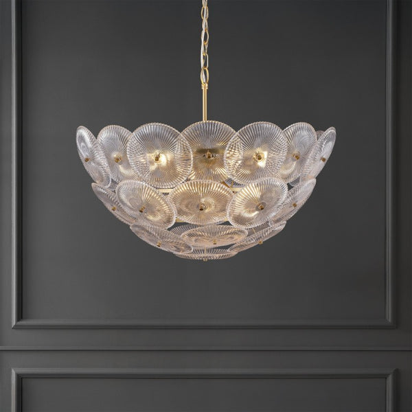 Safavieh Alberta Geometric Iron Chandelier with Clear Glass Panels and Warm Gold Finish CTL1117A