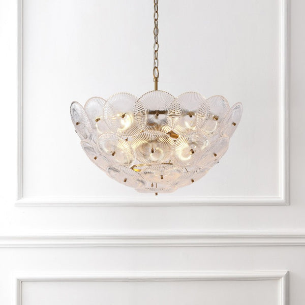 Safavieh Alberta Geometric Iron Chandelier with Clear Glass Panels and Warm Gold Finish CTL1117A