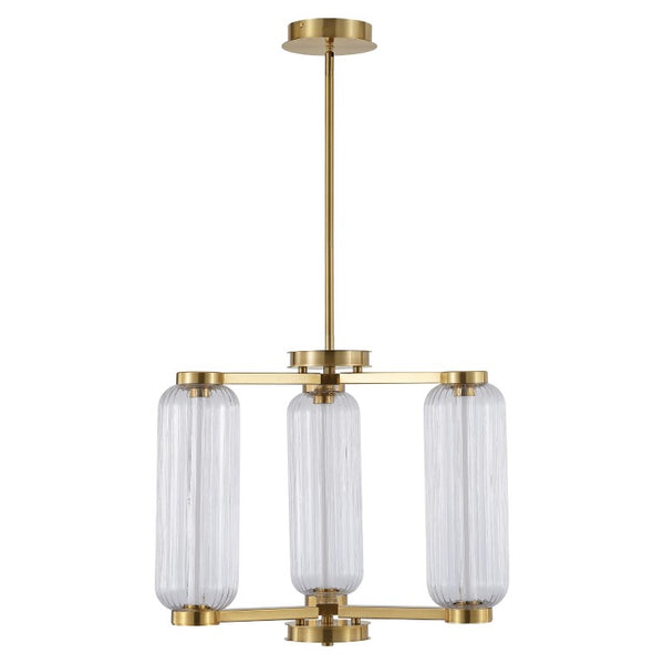 Safavieh Cyndy Square Iron and Glass Chandelier Gold Geometric Ceiling Light for Dining Rooms CTL1118A