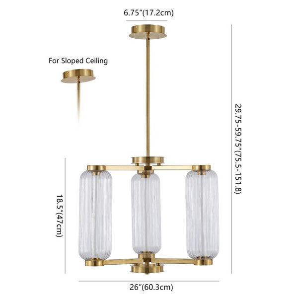 Safavieh Cyndy Square Iron and Glass Chandelier Gold Geometric Ceiling Light for Dining Rooms CTL1118A