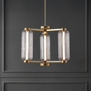 Safavieh Cyndy Square Iron and Glass Chandelier Gold Geometric Ceiling Light for Dining Rooms CTL1118A