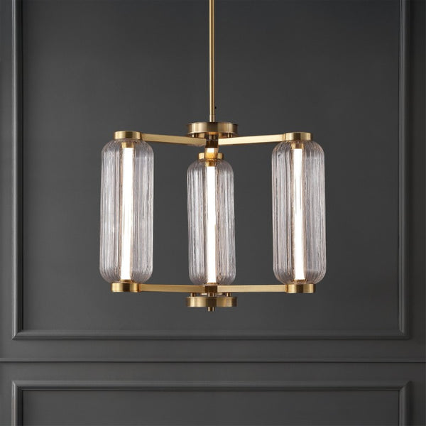 Safavieh Cyndy Square Iron and Glass Chandelier Gold Geometric Ceiling Light for Dining Rooms CTL1118A