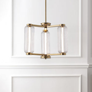 Safavieh Cyndy Square Iron and Glass Chandelier Gold Geometric Ceiling Light for Dining Rooms CTL1118A