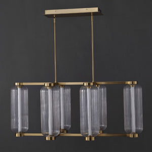 Safavieh Cyndy Iron and Glass Rectangle Chandelier Gold Finish Dining Room Foyer Accent CTL1119A