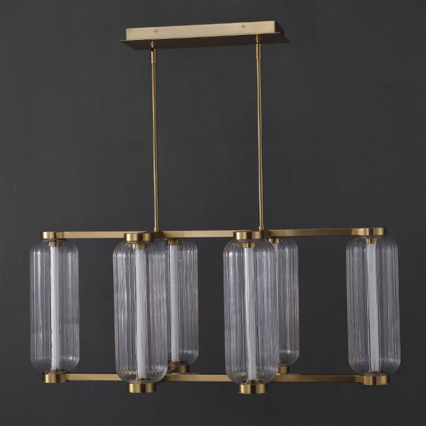 Safavieh Cyndy Iron and Glass Rectangle Chandelier Gold Finish Dining Room Foyer Accent CTL1119A
