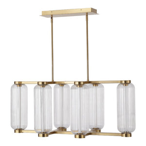 Safavieh Cyndy Iron and Glass Rectangle Chandelier Gold Finish Dining Room Foyer Accent CTL1119A