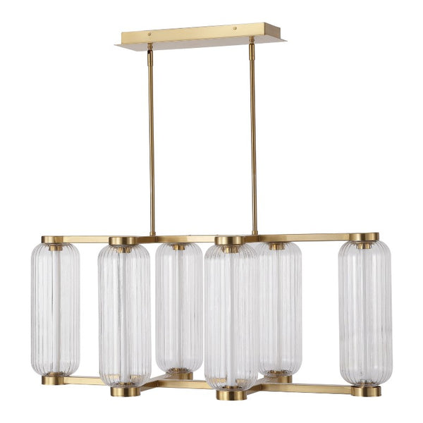 Safavieh Cyndy Iron and Glass Rectangle Chandelier Gold Finish Dining Room Foyer Accent CTL1119A