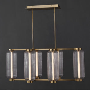 Safavieh Cyndy Iron and Glass Rectangle Chandelier Gold Finish Dining Room Foyer Accent CTL1119A