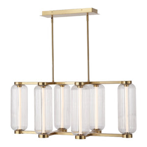 Safavieh Cyndy Iron and Glass Rectangle Chandelier Gold Finish Dining Room Foyer Accent CTL1119A